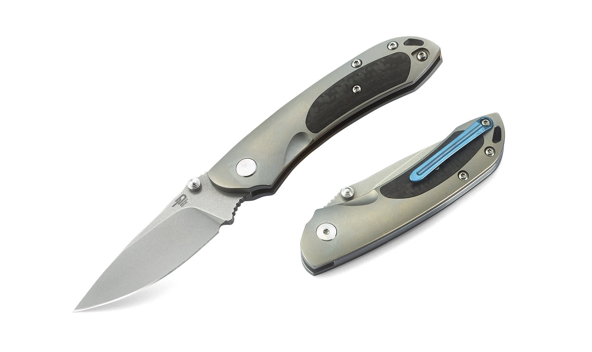 BESTECH JUNZI BT1809A Titanium+Carbon Fiber inlayed Handle: 2.76