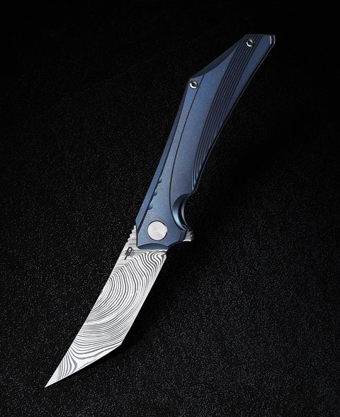 BESTECH KAMOZA BT1911E Titanium Handle: 3.62" Damascus Blade