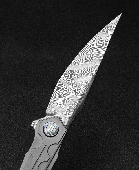 BESTECH SAMARI BT2009G Titanium Handle: 3.82" Damasteel Blade