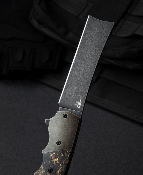 BESTECH SPANISH TIP RAZOR BT2101C Titanium+Carbon Fiber With Copper Foil Handle: 3.79" M390 Blade