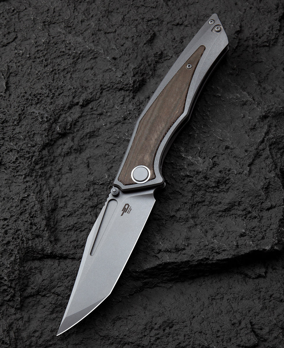 BESTECH TOGATTA BT2102D Titanium+Green Canvas Micarta Inlay Handle