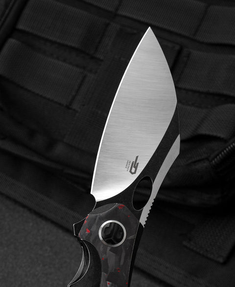 BESTECH NOGARD BT2105D Titanium+Black Red Marble Carbon Fiber Inlay Handle: 3.35" M390 Blade