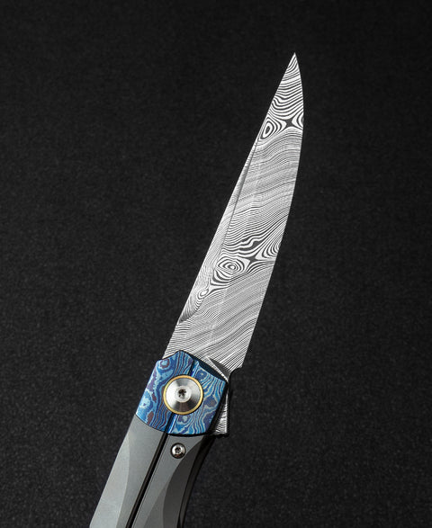 BESTECH THYRA BT2106G Titanium+Timascus Inlay Handle: 3.56" Damasteel Blade