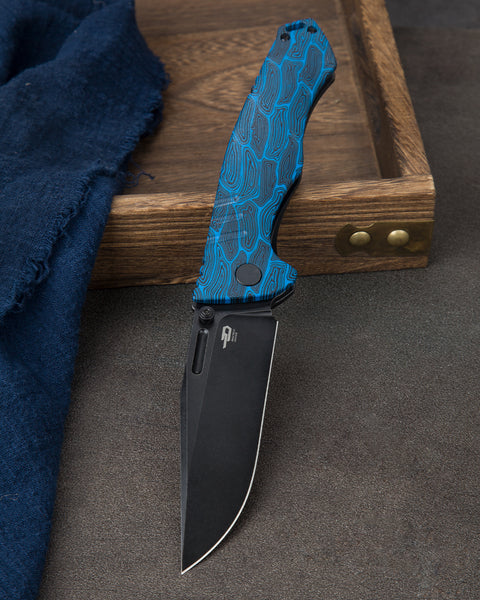 BESTECH KEEN II BT2301D Black blue G10+Titanium Handle: 4.19" S35VN Blade