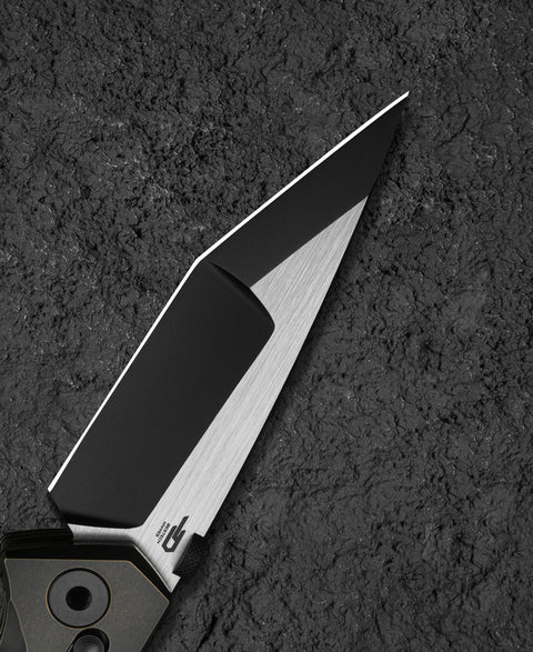 BESTECH CETUS BT2304B Black Bronze Titanium Natural Canvas Micarta Inlay: 3.94" Black PVD Horizontal Satin M390 Blade
