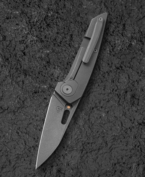BESTECH VK-VOID BT2305C Black Bead Blast+Stonewash Titanium Handle: 2.85" Black Bead Blast+ Stonewash Elmax Blade