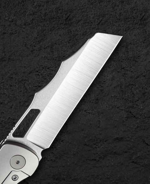 BESTECH SYN BT2306B Titanium Black Canvas Micarta Inlay Handle: 3.57" Hand Rubbed Stonewash Finish Hand Rubbed Satin Elmax Blade
