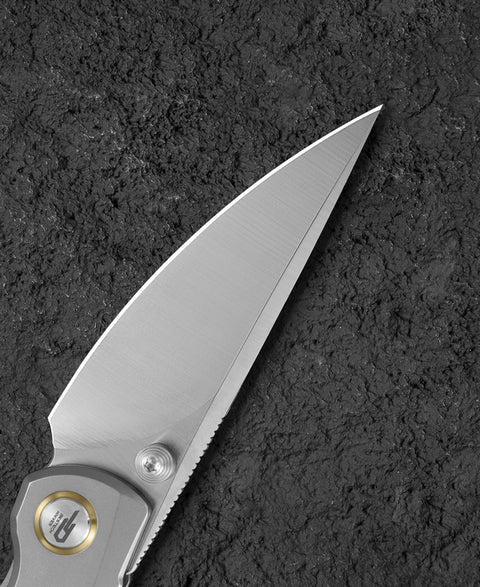 BESTECH LITO BT2307A Titanium+Black Canvas Micarta Inlay Handle: 2.48" M390 Blade