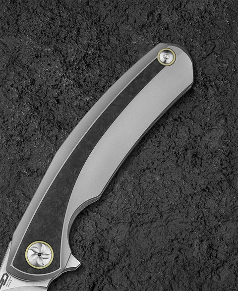 BESTECH SAMBAC BT2402C 3.62" Magnacut Blade Titanium Marble Carbon Fiber Inlay Handle