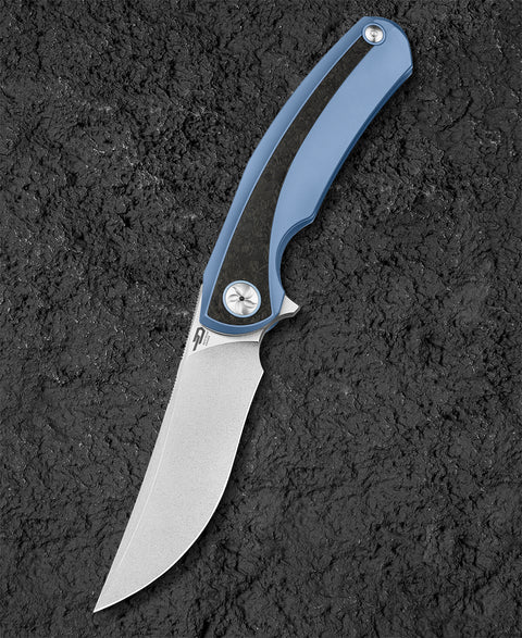 BESTECH SAMBAC BT2402D 3.62" Magnacut Blade Titanium Marble Carbon Fiber Inlay Handle