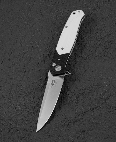 BESTECH SWORDFISH BG62B Black and White G10 Handle 3.94" 14C28N Blade