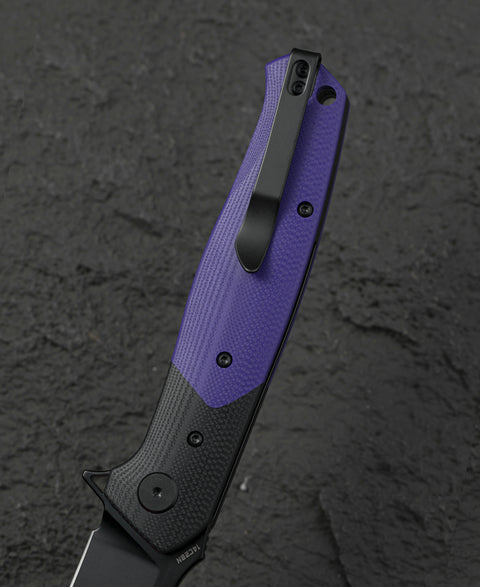 BESTECH SWORDFISH BG62C Black and Purple G10 Handle 3.94" 14C28N Blade