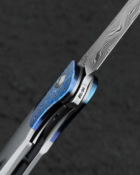 BESTECH SUPERNOVA BT2111E Grey Titanium Zirconium Timascus Bolster Handle: 3.07" Damasteel Blade