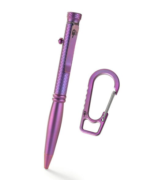 BESTECH SCRIBE BM16C Titanium Pen with Carabiner, Purple