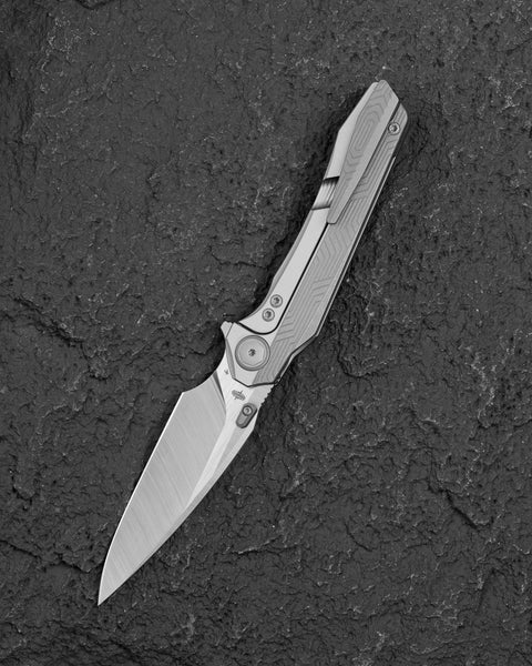 BESTECH WET NELLIE BT2505B Titanium Handle: 3.53" MC Blade Button Frame Lock