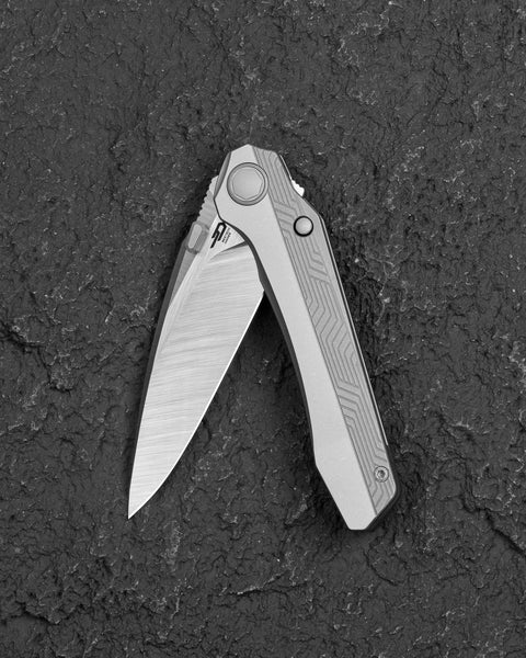 BESTECH WET NELLIE BT2505B Titanium Handle: 3.53" MC Blade Button Frame Lock