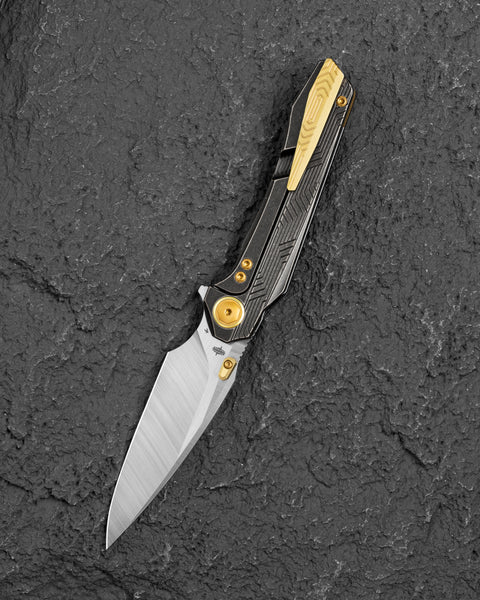 BESTECH WET NELLIE BT2505C Titanium Handle: 3.53" MC Blade Button Frame Lock