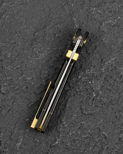 BESTECH WET NELLIE BT2505C Titanium Handle: 3.53" MC Blade Button Frame Lock