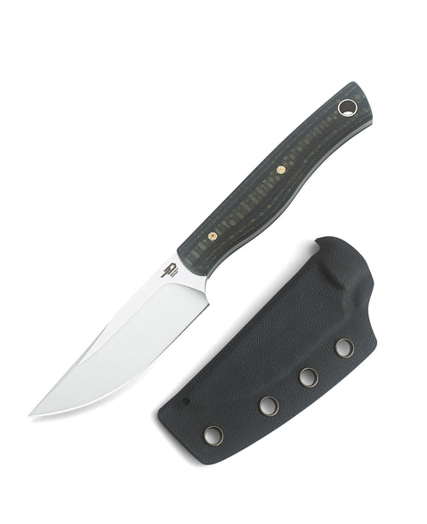 BESTECH HEIDIBLACKSMITH#1 BFK01C Interlayer with Carbon Fiber and G10 Handle 3.15" D2 Blade