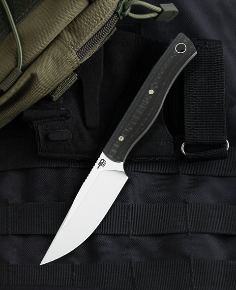 BESTECH HEIDIBLACKSMITH#1 BFK01C Interlayer with Carbon Fiber and G10 Handle 3.15" D2 Blade