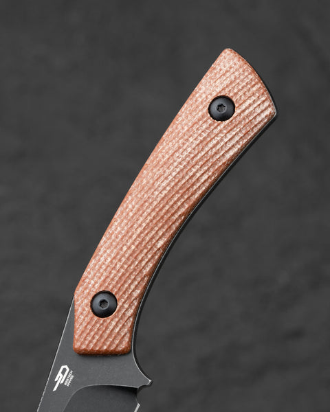 BESTECH STEP BFK06D 3.193'' D2 Blade Brown Micarta Handle with Kydex Sheath