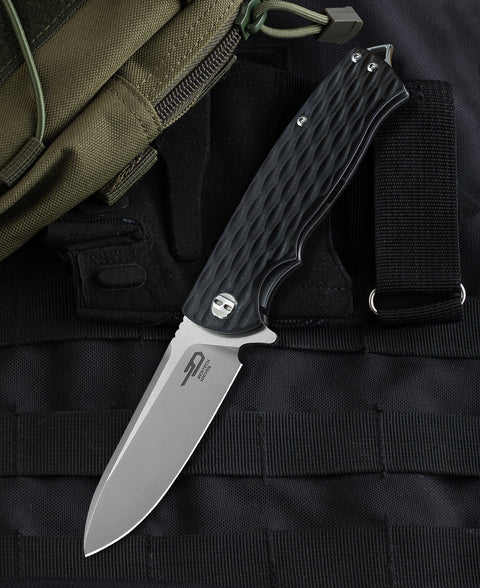 BESTECH GRAMPUS BG02A Black G10 Handle 3.47" D2 Blade