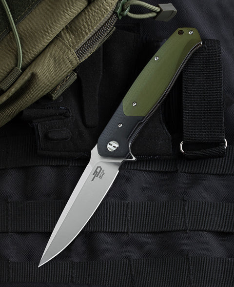BESTECH SWORDFISH BG03A Black and Green G10 Handle: 3.94" D2 Blade