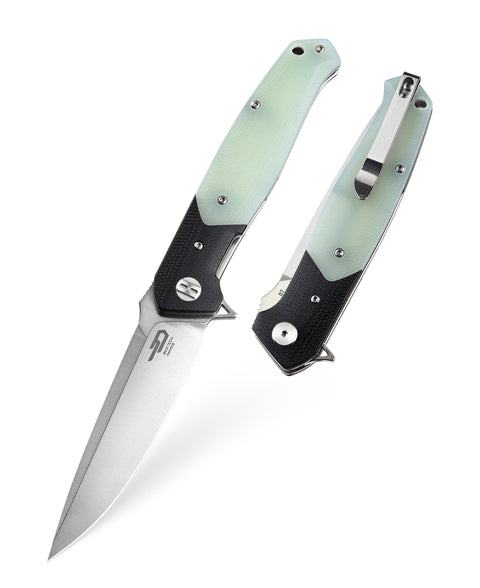 BESTECH SWORDFISH BG03E Black and Jade G10 Handle 3.94" D2 Blade