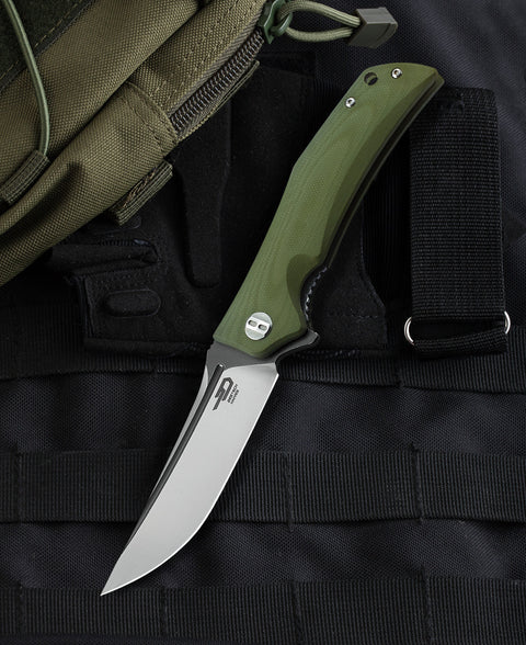 BESTECH SCIMITAR BG05B-2 Army Green G10 Handle 3.5" D2 Blade