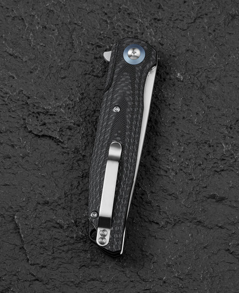 BESTECH ASCOT BG19A Interlayer with Carbon Fiber and G10 Handle 3.82" D2 Blade