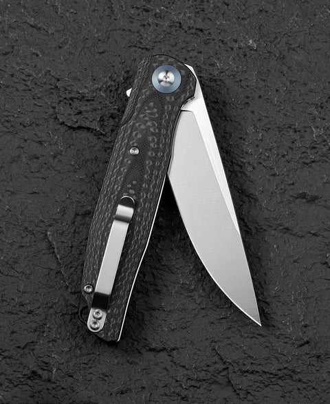 BESTECH ASCOT BG19A Interlayer with Carbon Fiber and G10 Handle 3.82" D2 Blade