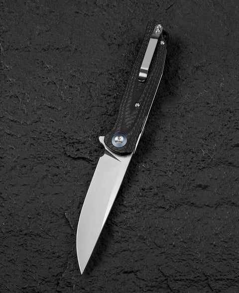 BESTECH ASCOT BG19A Interlayer with Carbon Fiber and G10 Handle 3.82" D2 Blade