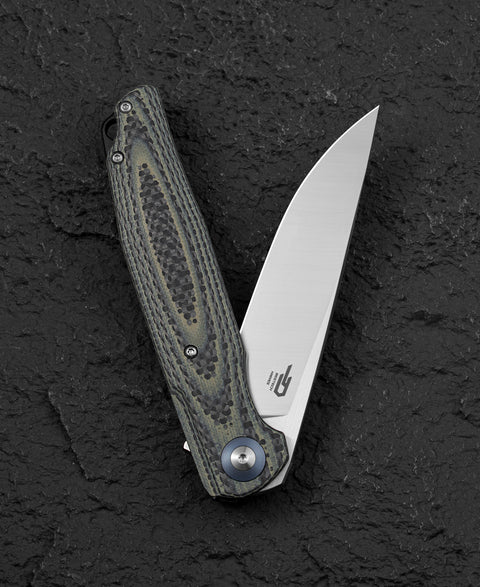 BESTECH ASCOT BG19B Interlayer with Carbon Fiber and G10 Handle 3.82" D2 Blade