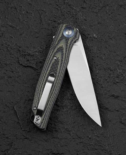 BESTECH ASCOT BG19B Interlayer with Carbon Fiber and G10 Handle 3.82" D2 Blade