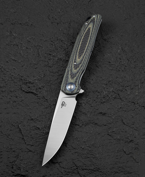 BESTECH ASCOT BG19B Interlayer with Carbon Fiber and G10 Handle 3.82" D2 Blade