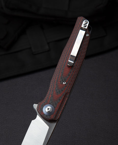 BESTECH ASCOT BG19F Interlayer with Carbon Fiber and G10 Handle 3.82" D2 Blade