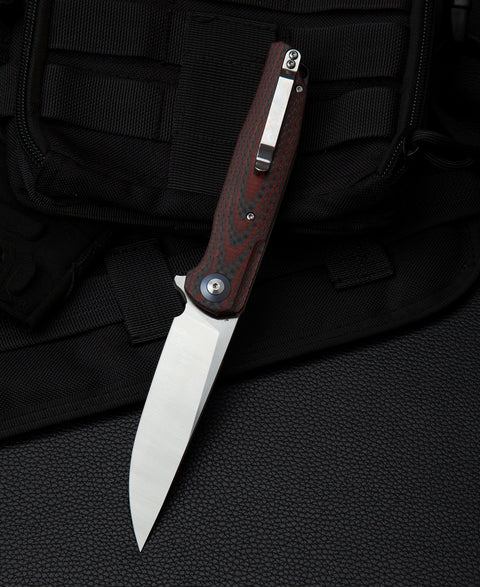 BESTECH ASCOT BG19F Interlayer with Carbon Fiber and G10 Handle 3.82" D2 Blade