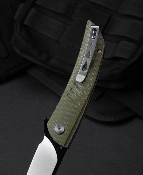 BESTECH SWIFT BG30A-2: Green Micarta Handle 3.54" D2 Blade