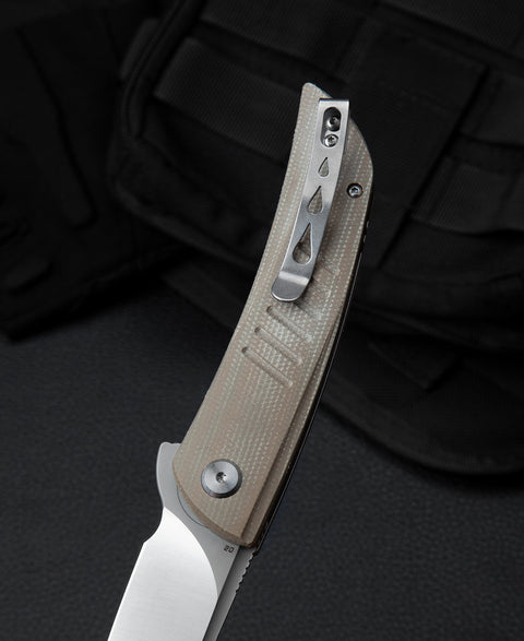 BESTECH SWIFT BG30C-1: Beige Micarta Handle 3.54" D2 Blade