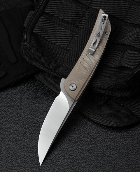 BESTECH SWIFT BG30C-1: Beige Micarta Handle 3.54" D2 Blade