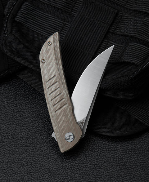 BESTECH SWIFT BG30C-1: Beige Micarta Handle 3.54" D2 Blade
