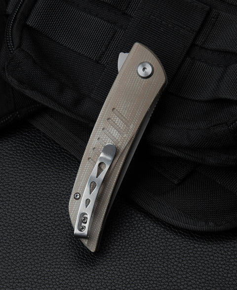 BESTECH SWIFT BG30C-1: Beige Micarta Handle 3.54" D2 Blade