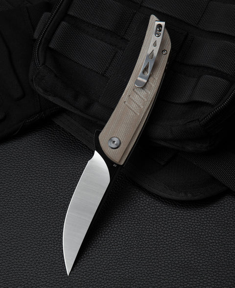BESTECH SWIFT BG30C-2: Beige Micarta Handle 3.54" D2 Blade