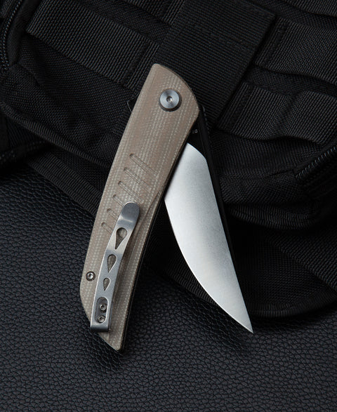 BESTECH SWIFT BG30C-2: Beige Micarta Handle 3.54" D2 Blade