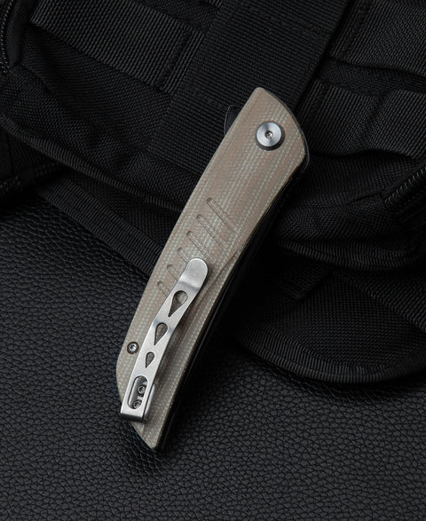 BESTECH SWIFT BG30C-2: Beige Micarta Handle 3.54" D2 Blade