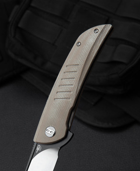 BESTECH SWIFT BG30C-2: Beige Micarta Handle 3.54" D2 Blade