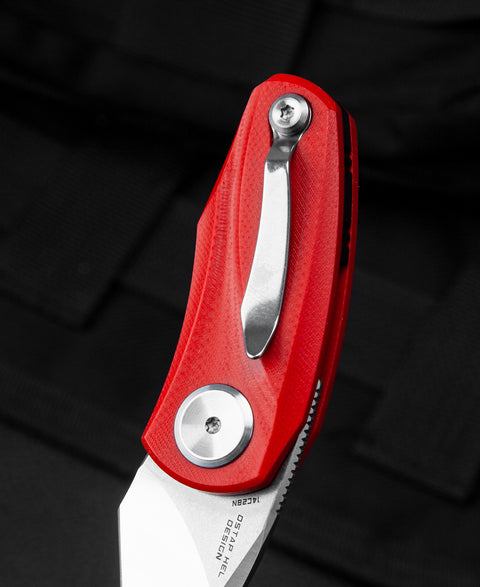 BESTECH TULIP Red G10 Handle: 1.34" 14C28N Blade BG38B