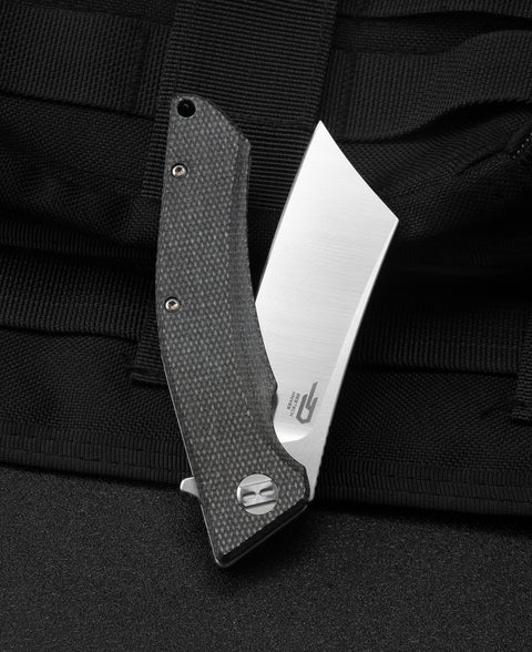 BESTECH CUBIS Micarta Handle: 3.15" D2 Blade BG42A
