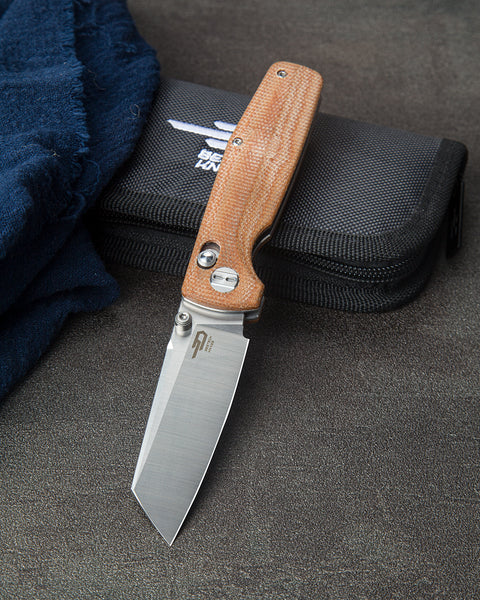 BESTECH SLASHER Micarta Handle: 3.07" D2 Blade BG43D