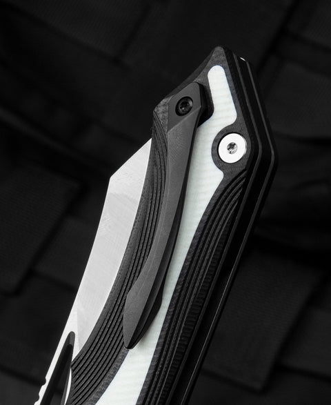 BESTECH KASTA Black and white G10 Handle: 3.47" 154CM Blade BG45A